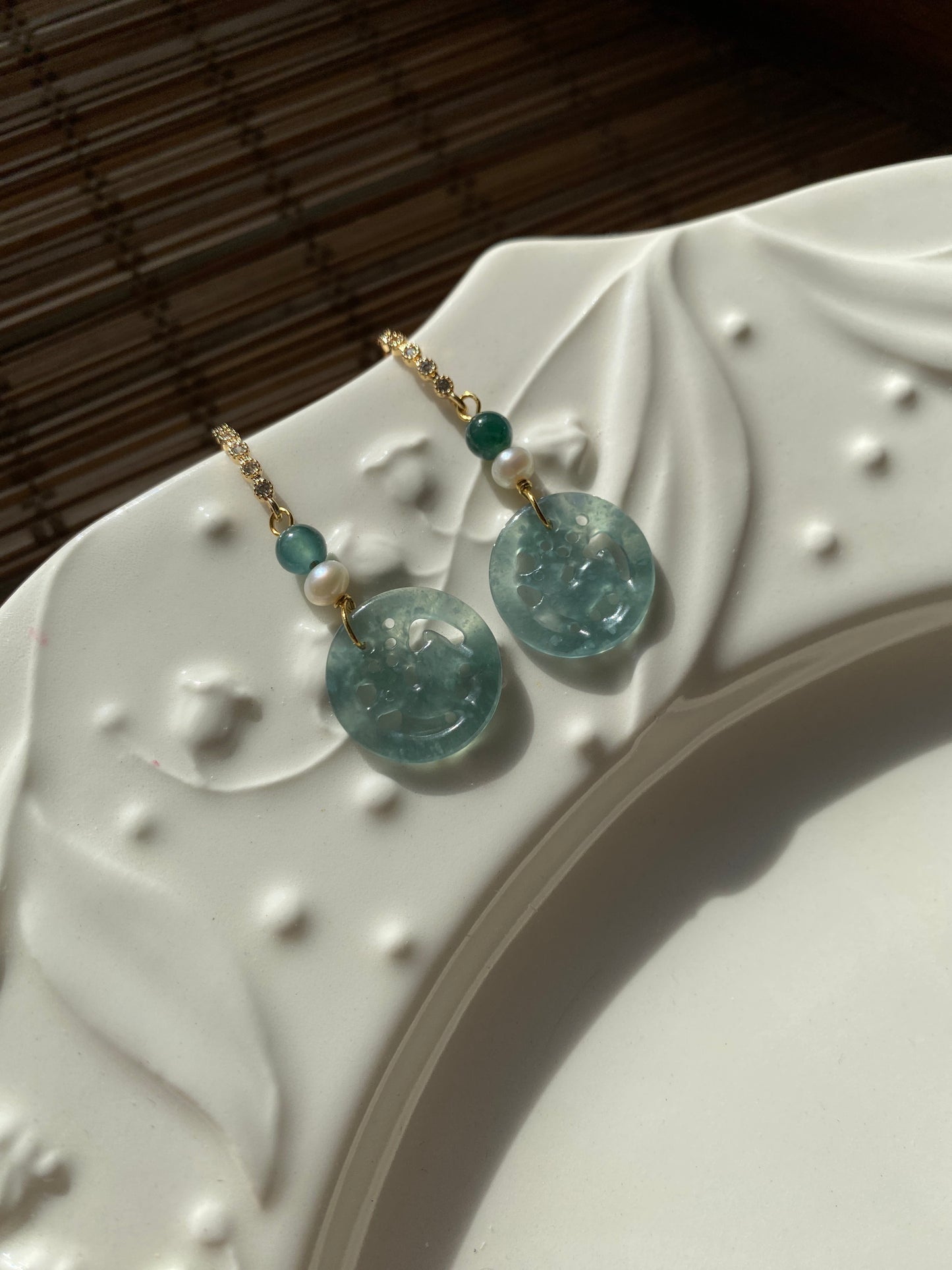 Carved Jade Reindeer earrings