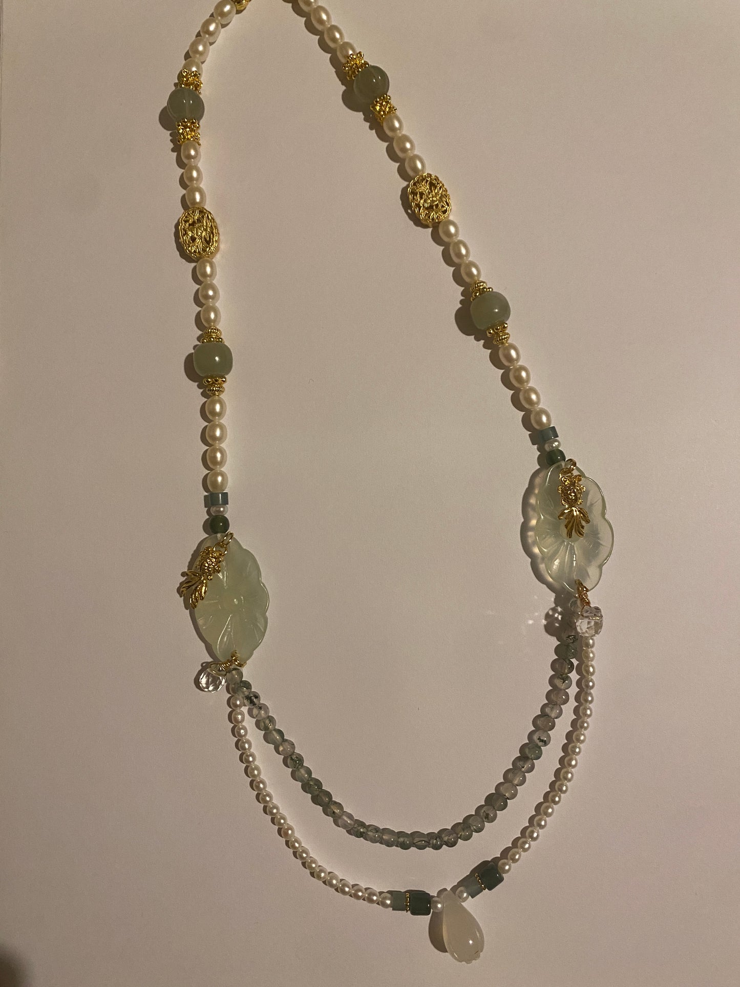 Serpentine Jade Lotus Necklace