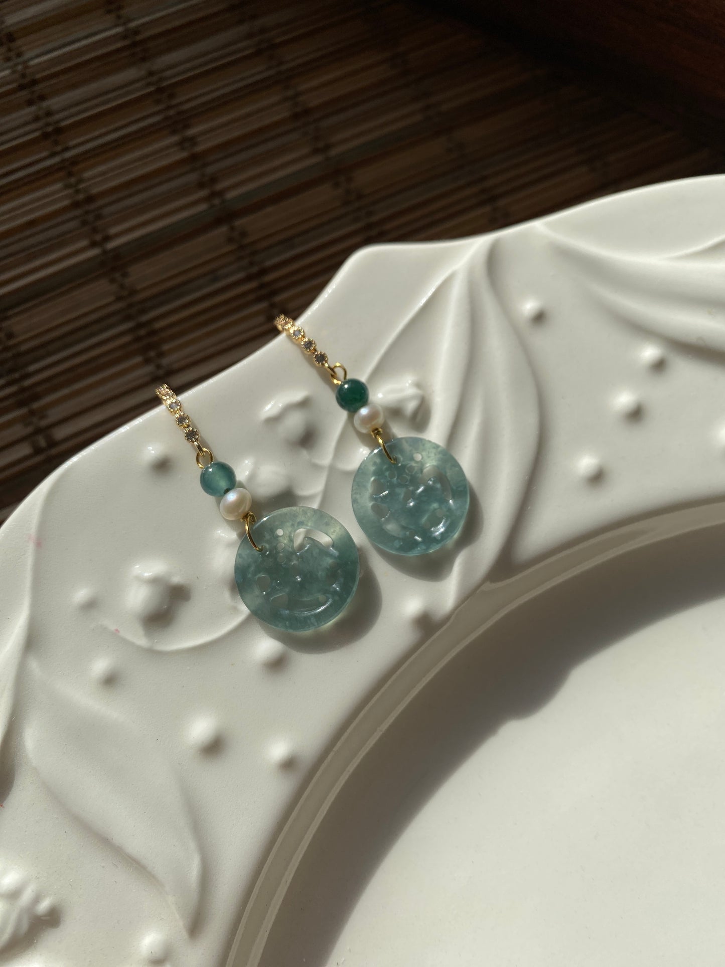 Carved Jade Reindeer earrings