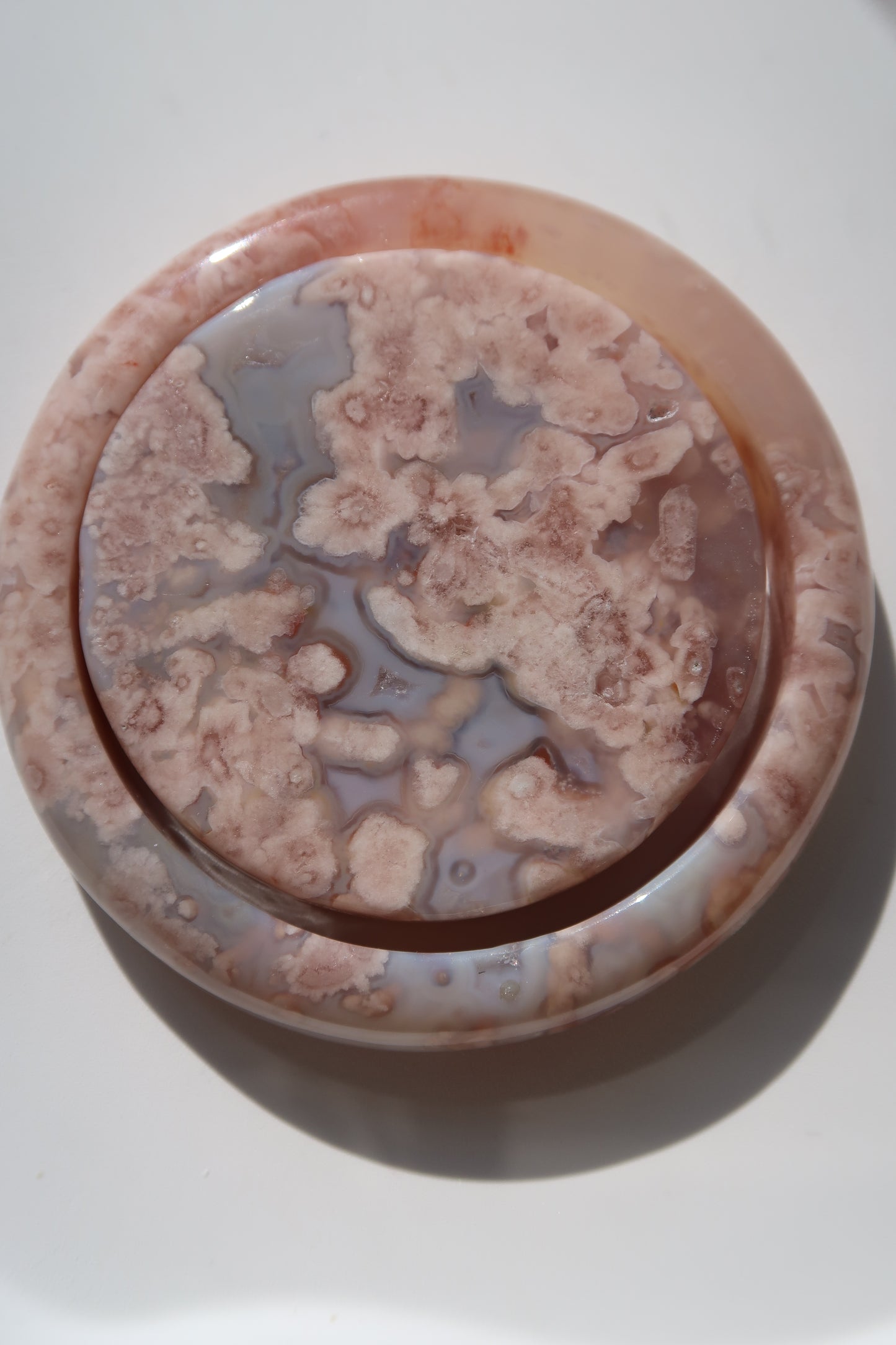 59.5mm Baby Blue and Pink Cherry Blossom Agate Bangle