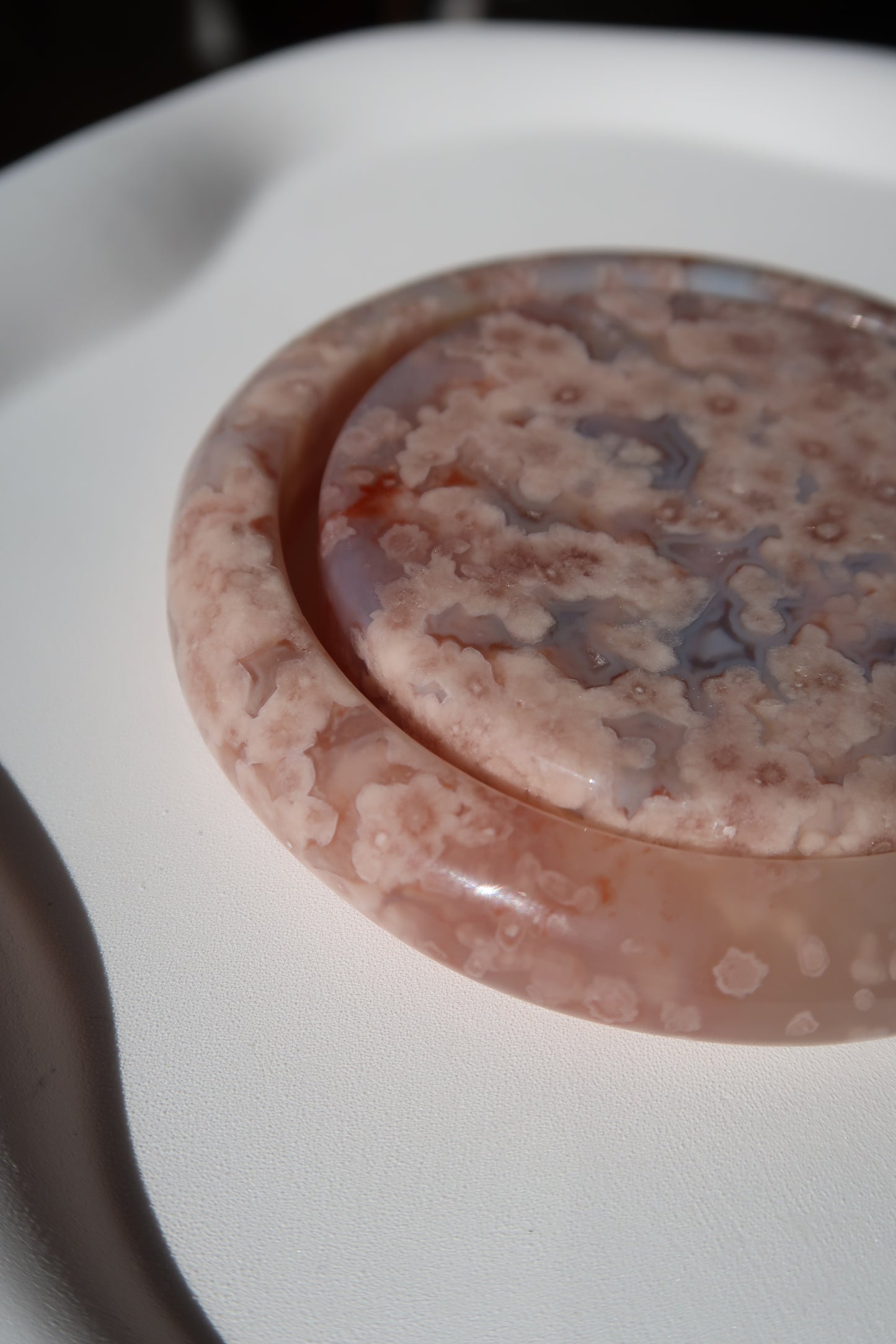 59.5mm Baby Blue and Pink Cherry Blossom Agate Bangle