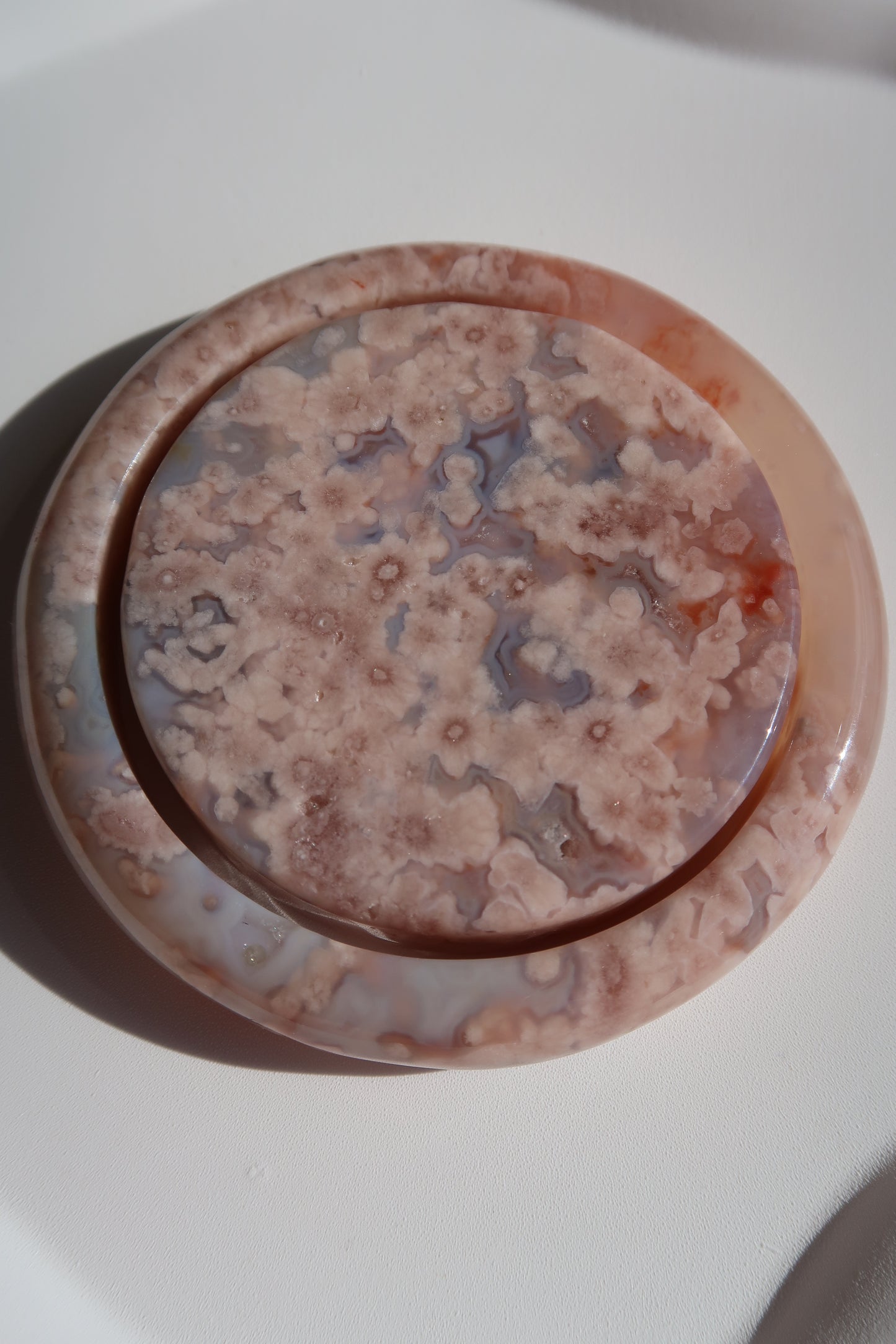 59.5mm Baby Blue and Pink Cherry Blossom Agate Bangle
