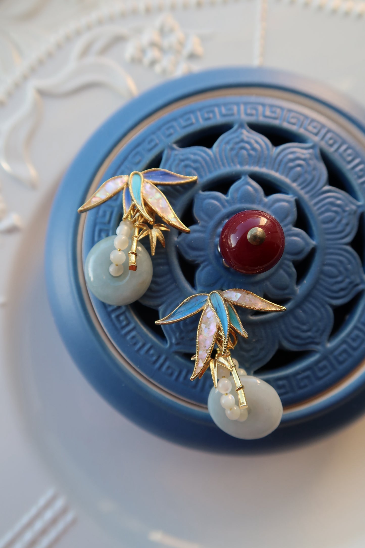 Filigree Inlay Bamboo Earrings