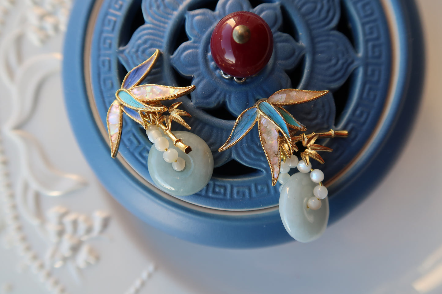 Filigree Inlay Bamboo Earrings
