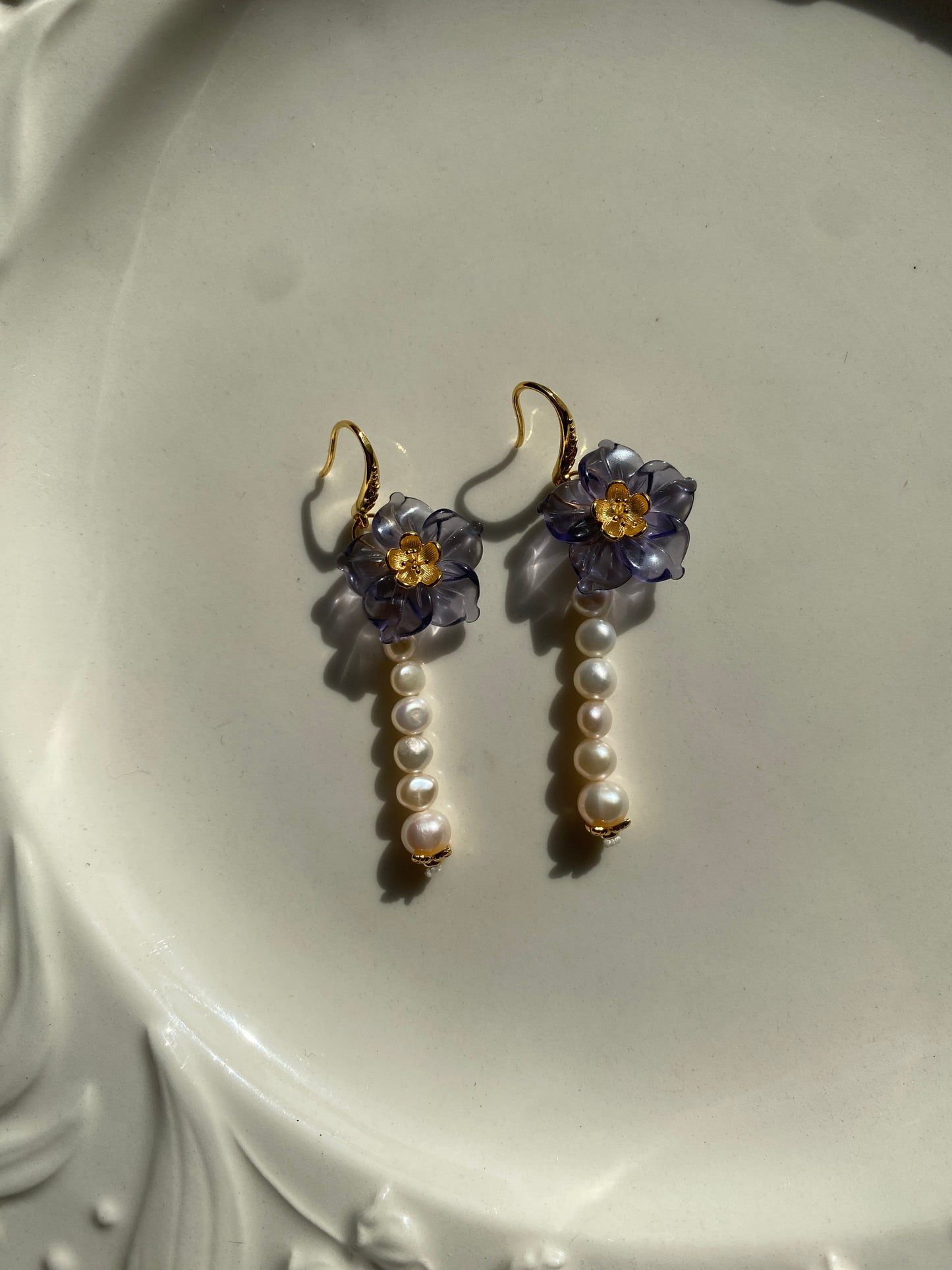 Carved amethyst earrings