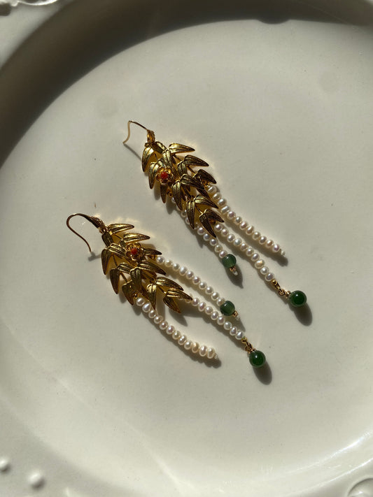 Bamboo leaves earrings yes