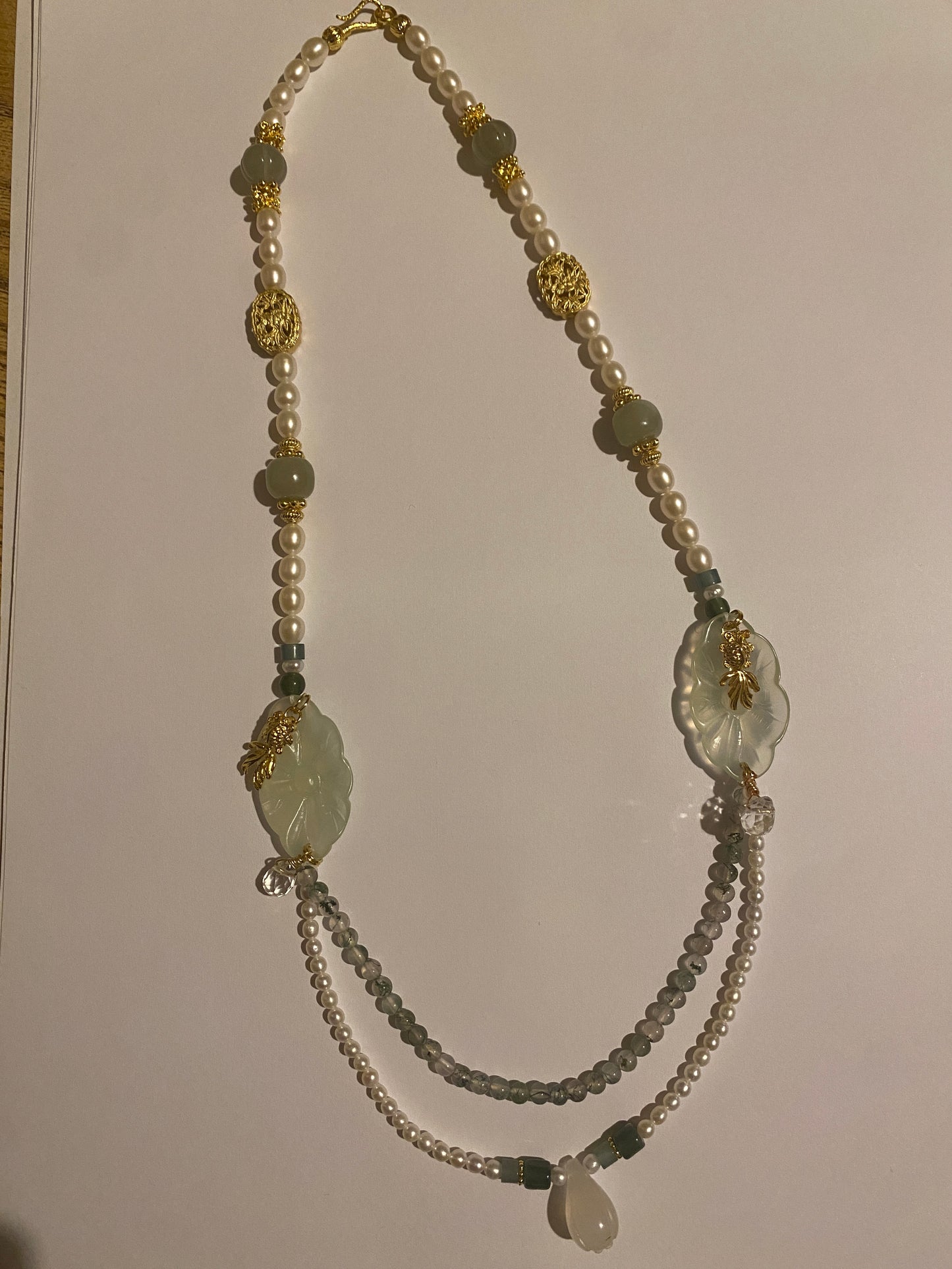 Serpentine Jade Lotus Necklace