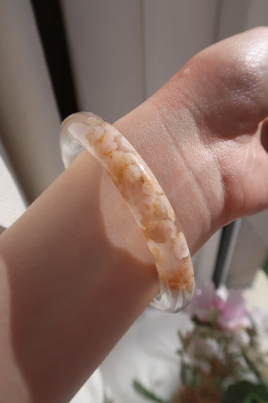 60.2mm Gold Blossom Agate Bangle