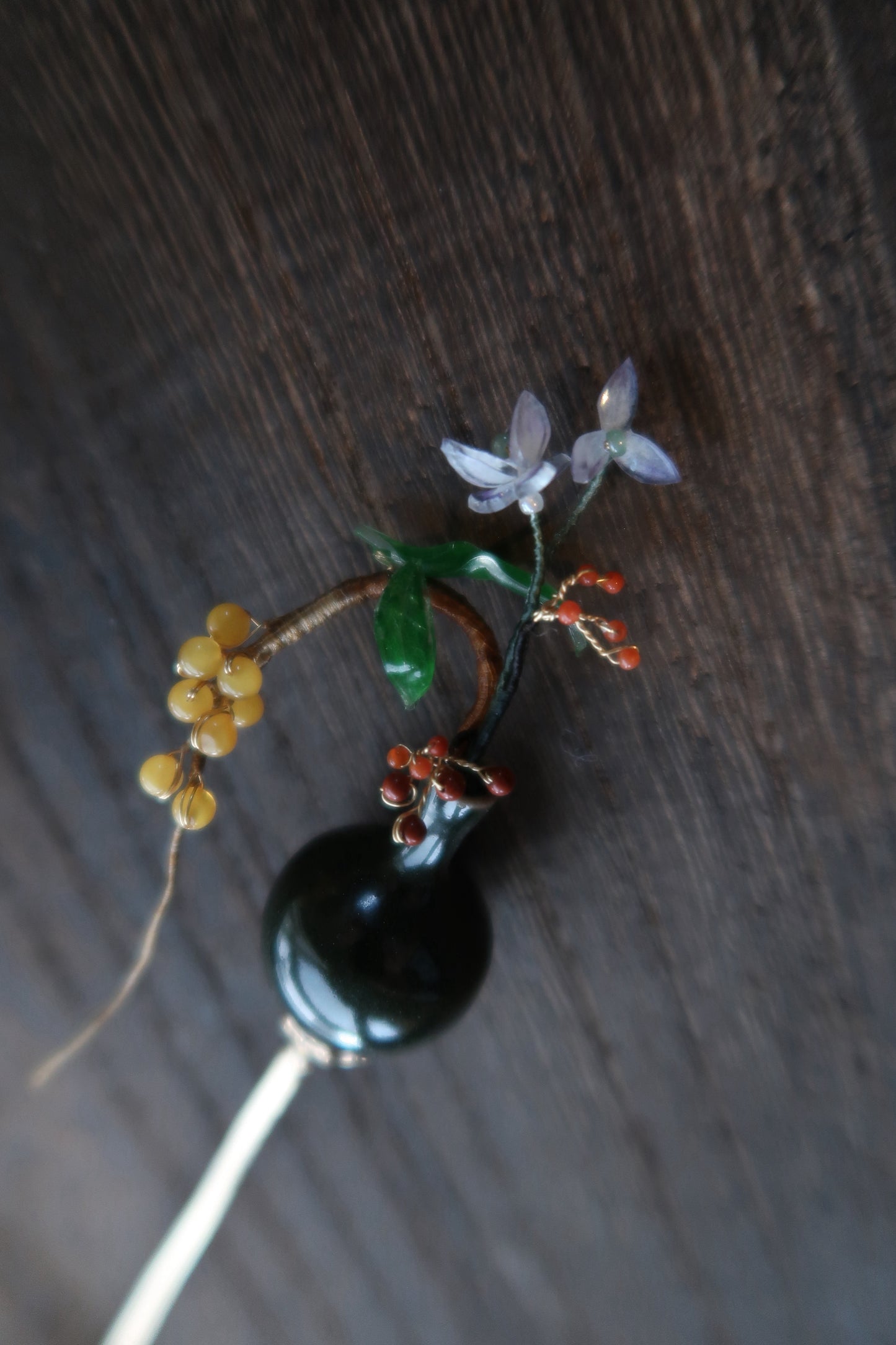 Orchid and the Fruits Flower Vase Hairpins