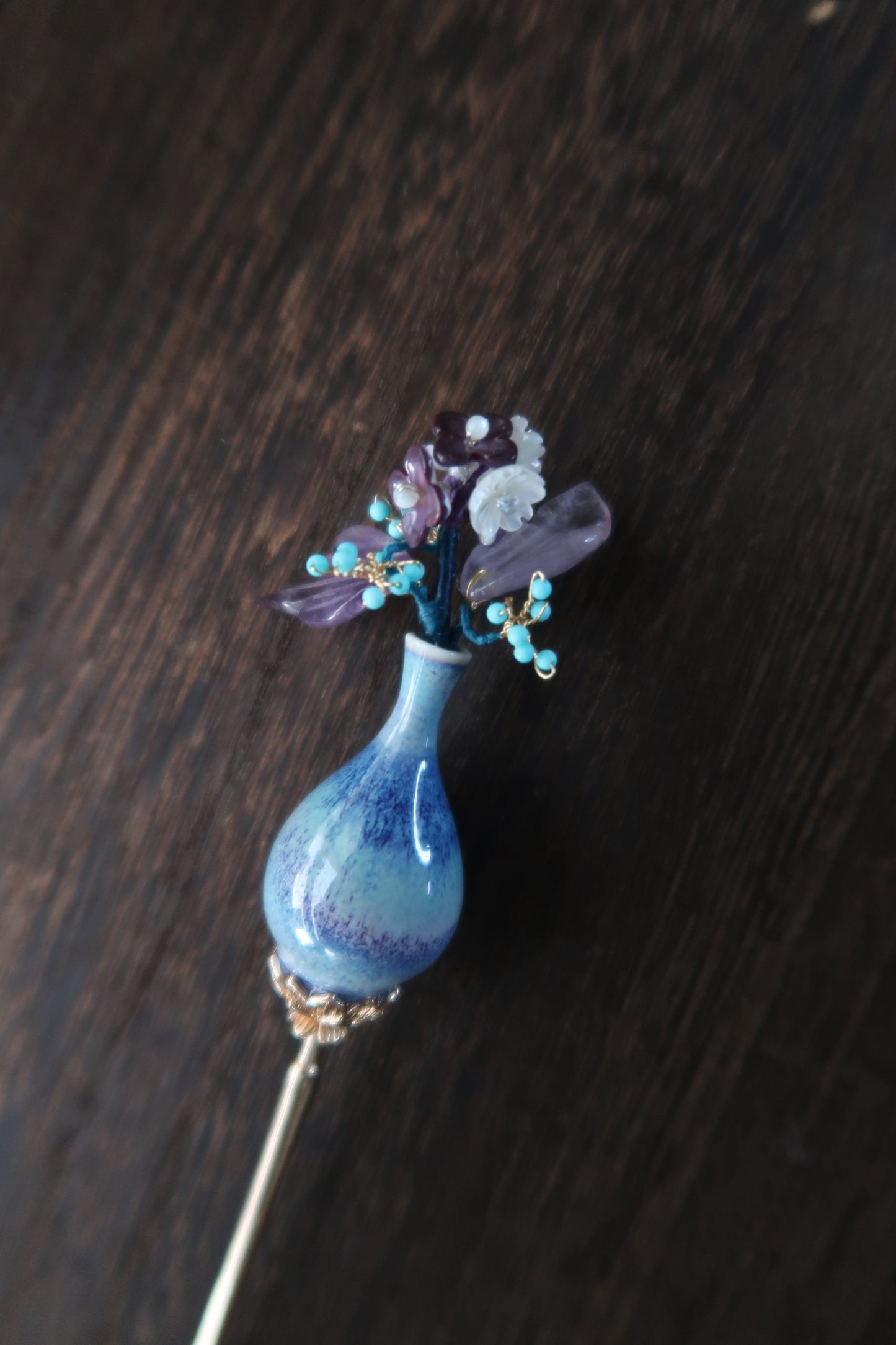 Mother of Pearl Floral Vase Hairpin