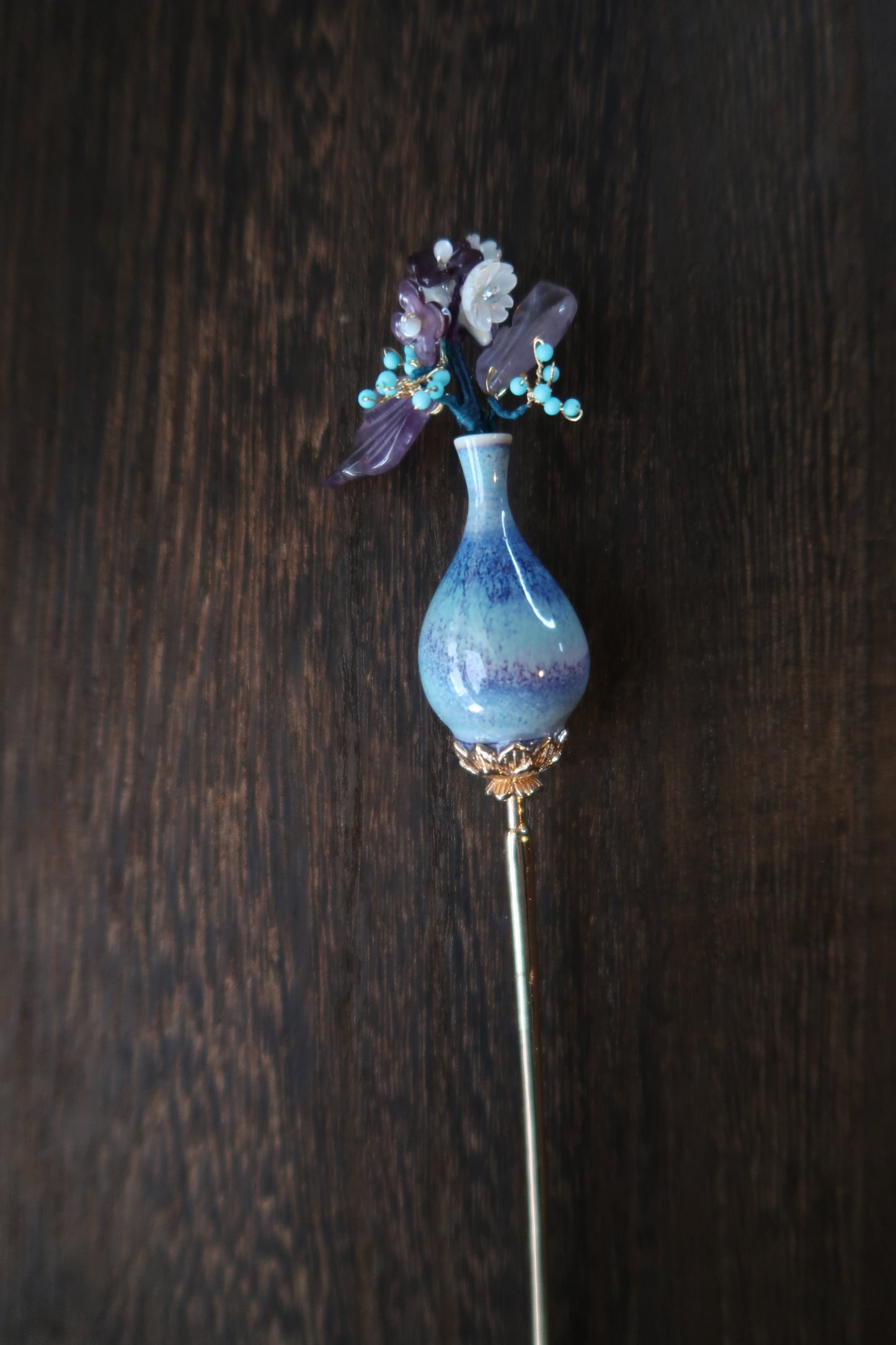 Mother of Pearl Floral Vase Hairpin