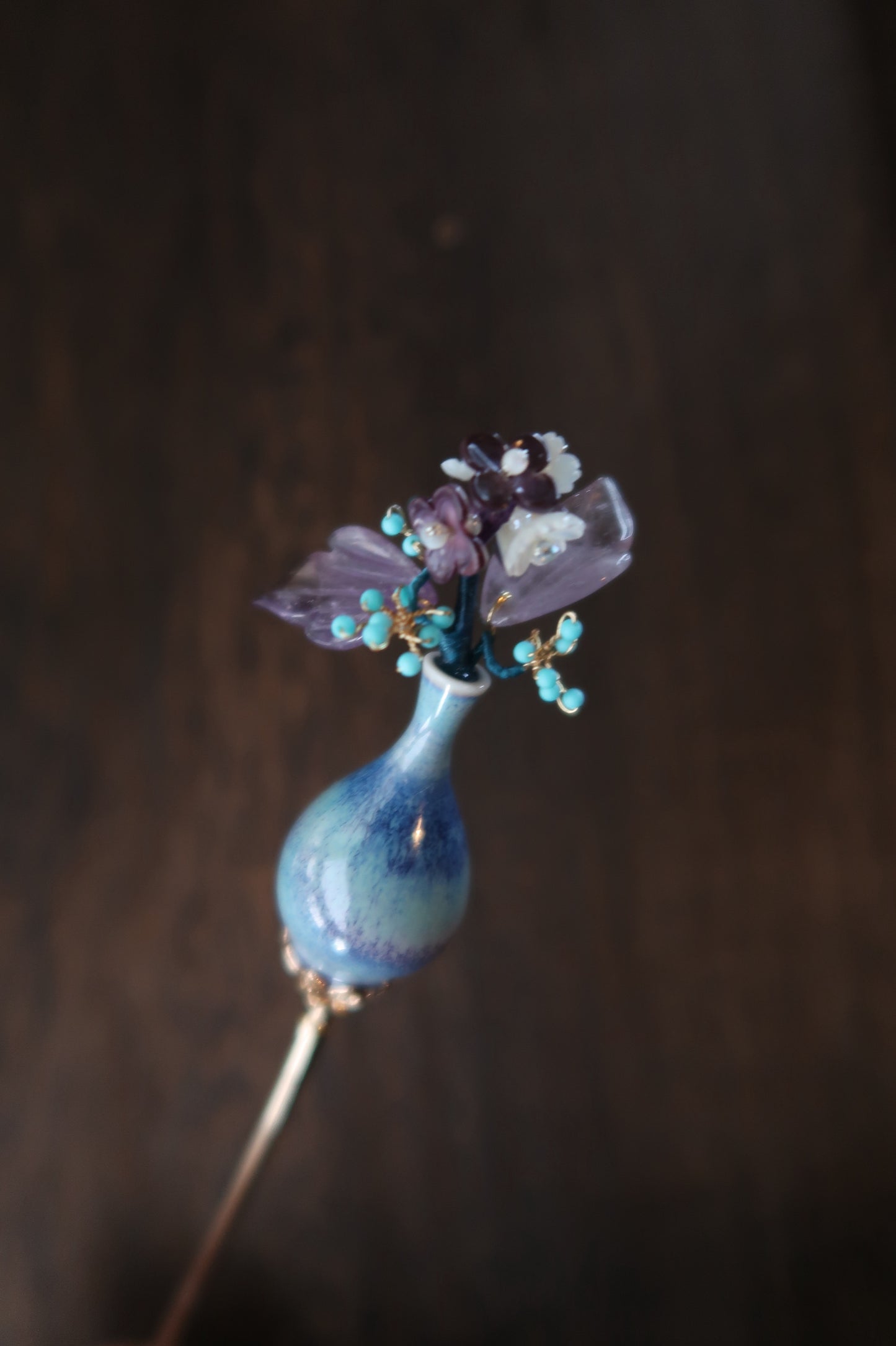 Mother of Pearl Floral Vase Hairpin