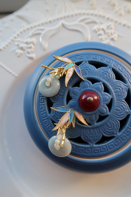 Filigree Inlay Bamboo Earrings