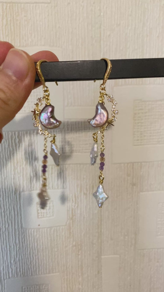 Crescent Moon Drop Earrings